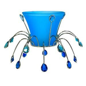 Swarovski Yasmine Hurel 'Crystal Jewels' Signed Sapphire Crystals Tea Light-Rare